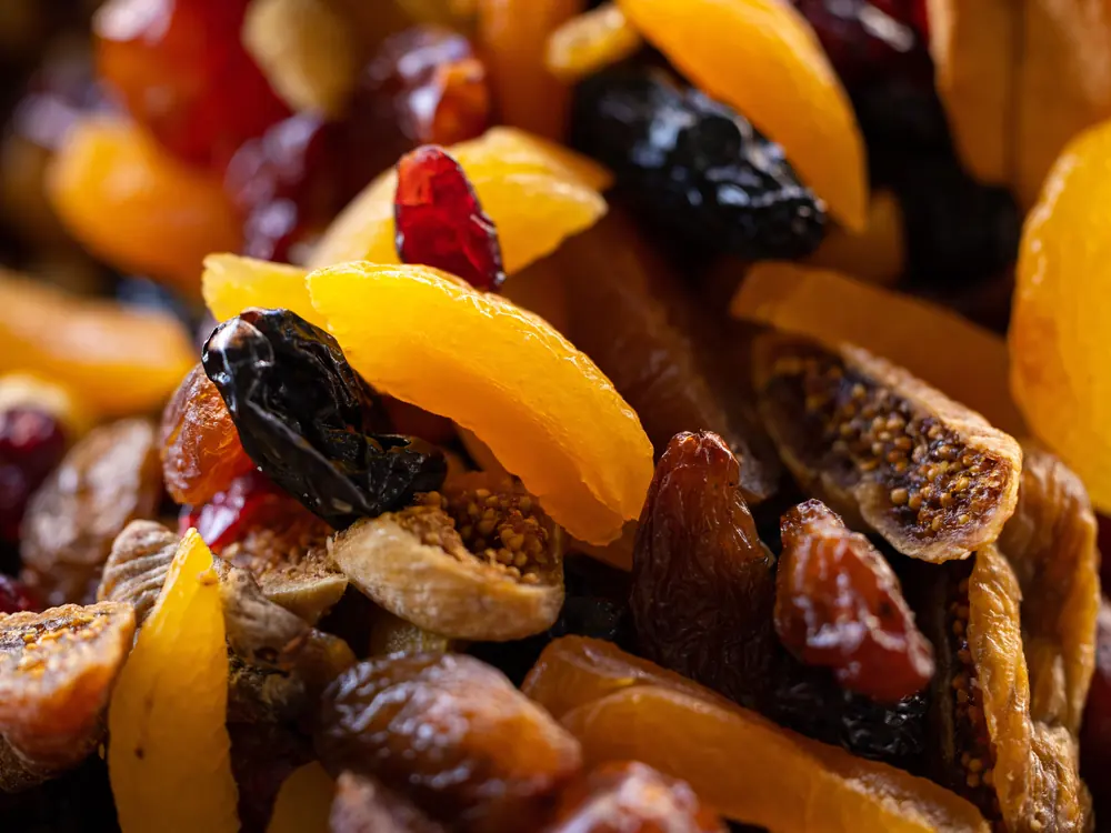 Dried apricots, figs, prunes and berries