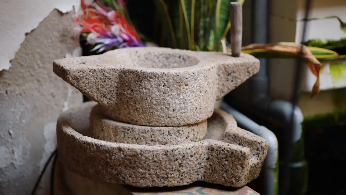 Traditional granite olive-mill stones
