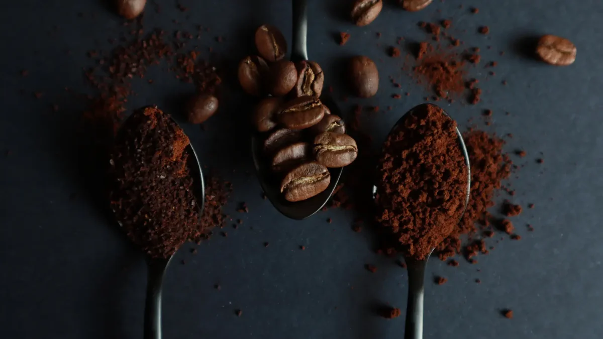 Spoonfuls of dark roasted date seed powder